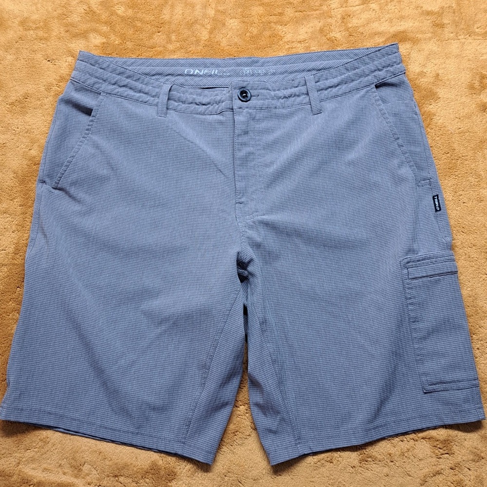 O'Neill Hybrid Shorts Mens 36 Gray Excellent Stretch Quick Dry Micro-Stripe